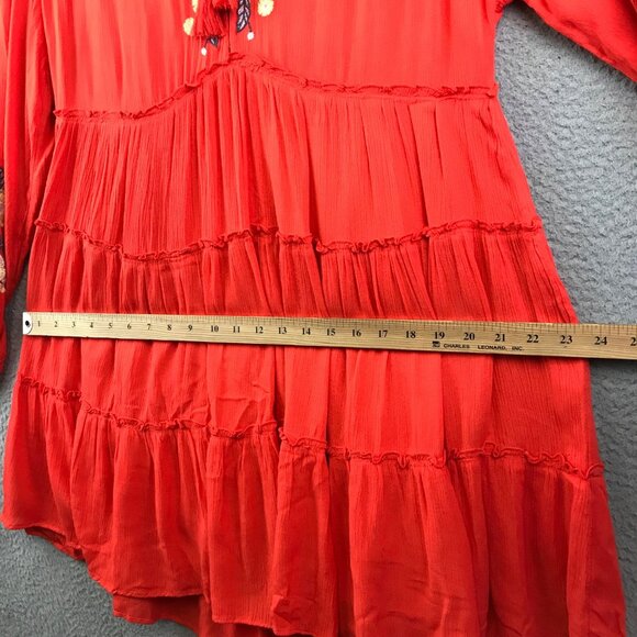 Free People Embroidered Boho Peasant Tunic Top With Floral Detailing XS - Picture 12 of 16